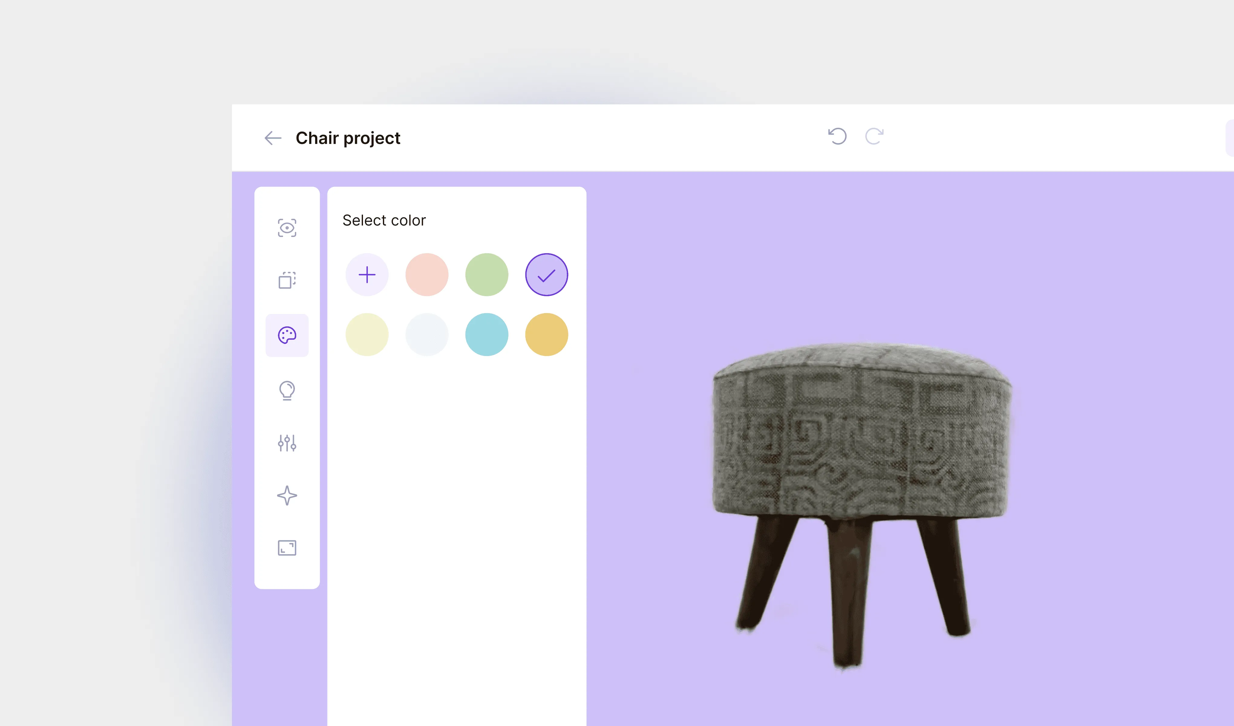 Obsphera Studio editing the colour of a 3D stool model